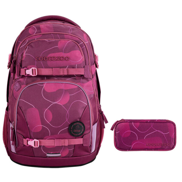 coocazoo PORTER Schulrucksack-Set 2tlg Berry Bubbles