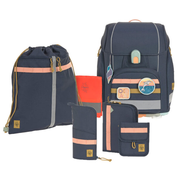 LÄSSIG Boxy Unique Schulranzen-Set 7tlg Dark Blue