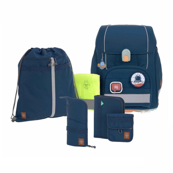 LÄSSIG Boxy Unique Schulranzen-Set 7tlg Navy