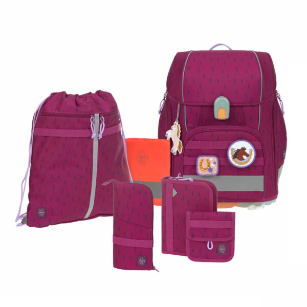 LÄSSIG Boxy Unique Schulranzen-Set 7tlg Speckles Berry