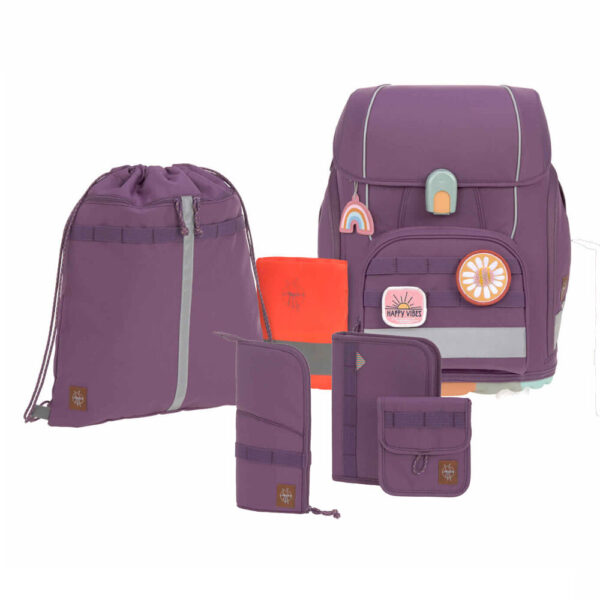 LÄSSIG Boxy Unique Schulranzen-Set 7tlg Purple