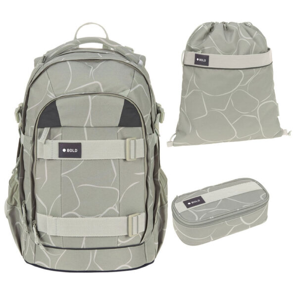 Bold Origin Schulrucksack-Set 3tlg Curve Sage