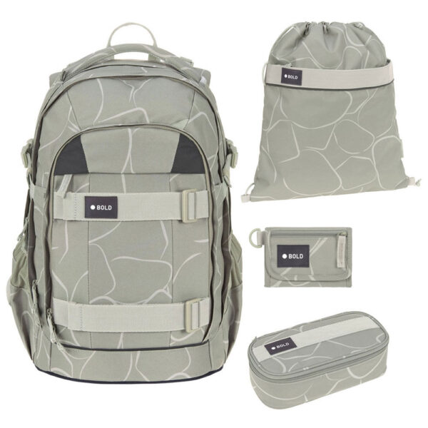 Bold Origin Schulrucksack-Set 4tlg Curve Sage