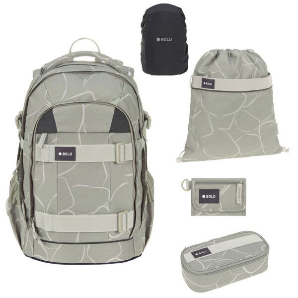 Bold Origin Schulrucksack-Set 5tlg Curve Sage