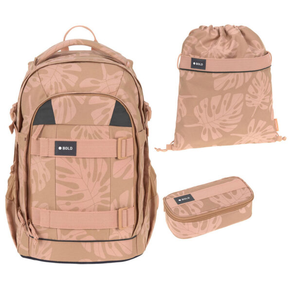 Bold Origin Schulrucksack-Set 3tlg Leaves Caramel