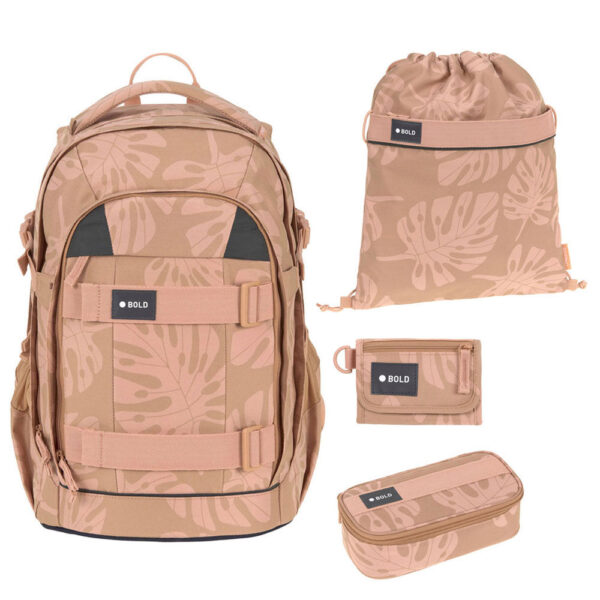 Bold Origin Schulrucksack-Set 4tlg Leaves Caramel