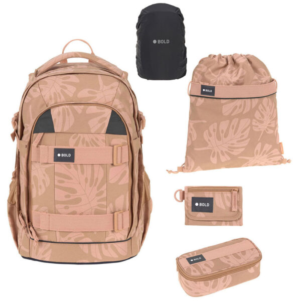 Bold Origin Schulrucksack-Set 5tlg Leaves Caramel