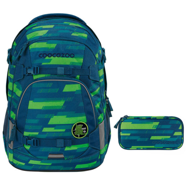 coocazoo MATE Schulrucksack-Set 2tlg Lime Stripe