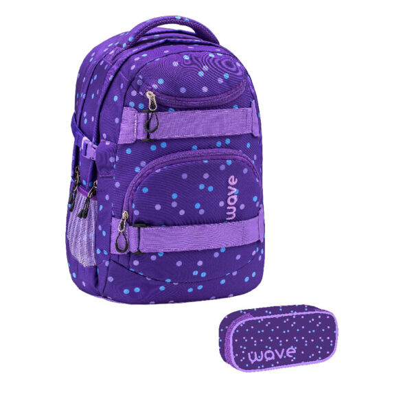 Wave Infinity Schulrucksack-Set 2tlg Purple Dots