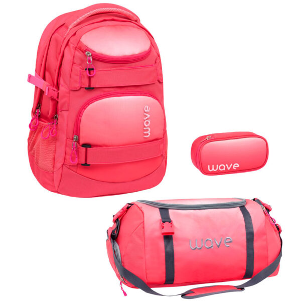 Wave Infinity Schulrucksack-Set 3tlg Ombre Coral Paradise