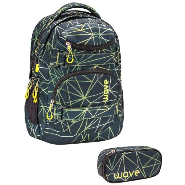 Wave Infinity Schulrucksack-Set 2tlg Stripes Green