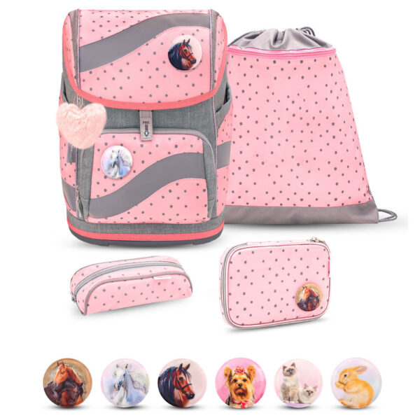 Belmil Smarty Schulranzen-Set 5tlg Pink Dots 2 2024