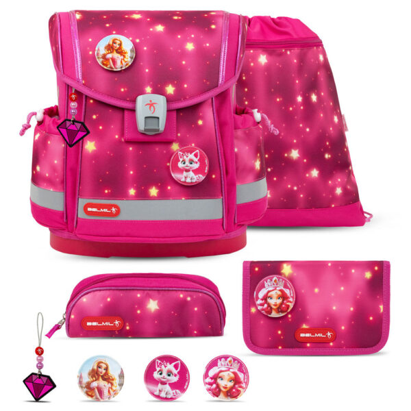 Belmil Classy Plus Schulranzen-Set 5tlg Pink Star