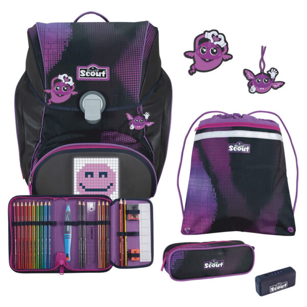 Scout Alpha Schulranzen-Set 4tlg Pink Pixel