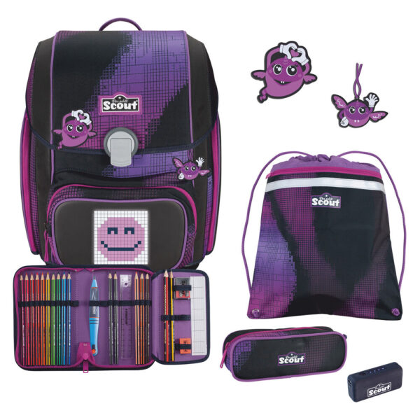 Scout Genius Schulranzen-Set 4tlg Pink Pixel