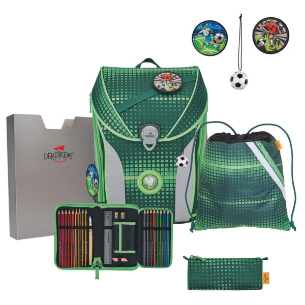 DerDieDas ErgoFlex Max Schulranzen-Set 5tlg Soccer Green