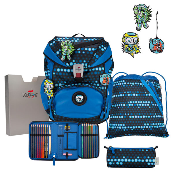 DerDieDas ErgoFlex Schulrucksack-Set 5tlg Blue Robot