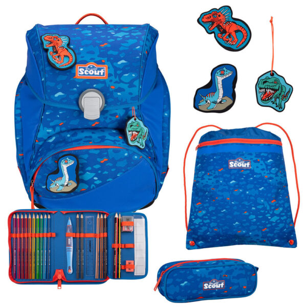 Scout Alpha Schulranzen-Set 4tlg Blue Dino