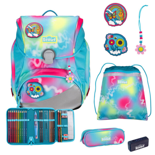 Scout Alpha Schulranzen-Set 4tlg Happy Rainbow