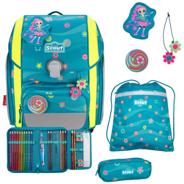 Scout Genius Schulranzen-Set 4tlg Little Flowers