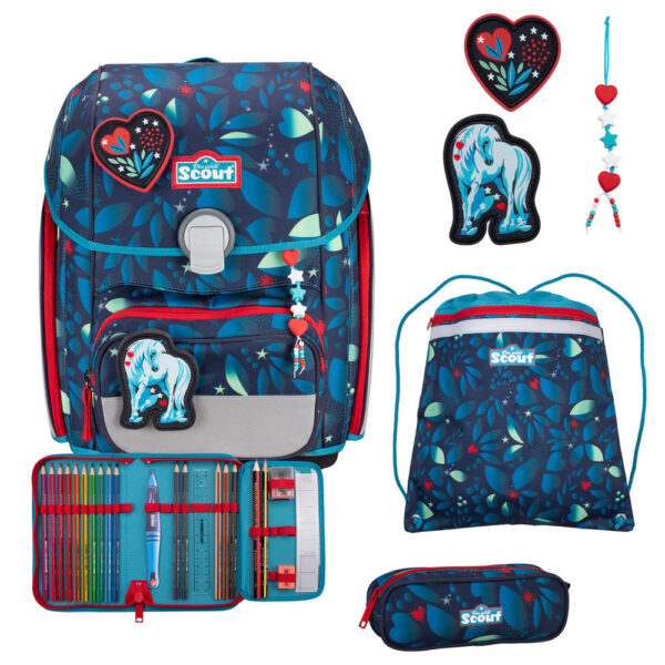 Scout Genius Schulranzen-Set 4tlg White Unicorn