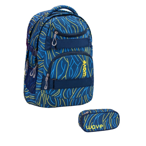 Wave Infinity Schulrucksack-Set 2tlg Yellow Lines