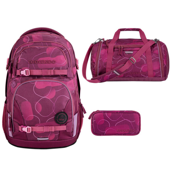 coocazoo PORTER Schulrucksack-Set 3tlg Berry Bubbles