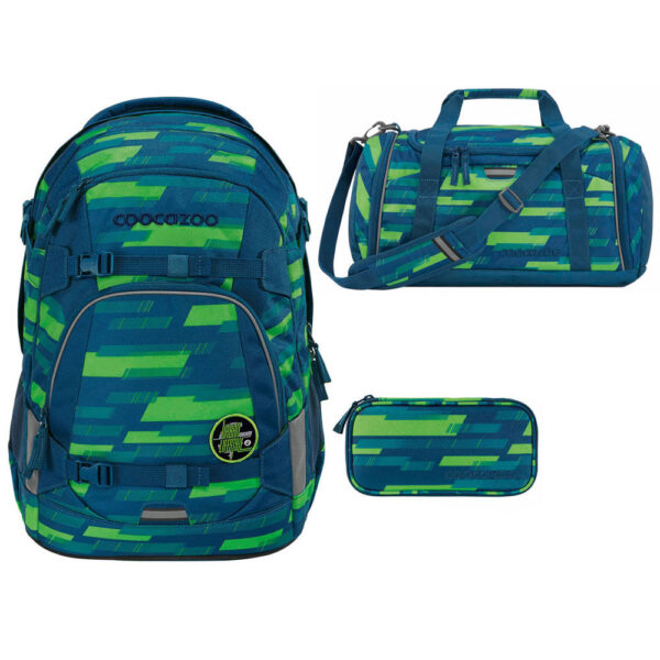 coocazoo MATE Schulrucksack-Set 3tlg Lime Stripe