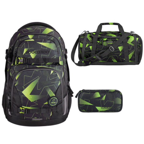 coocazoo PORTER Schulrucksack-Set 3tlg Lime Flash