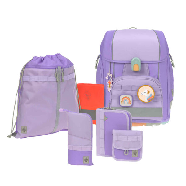 LÄSSIG Boxy Unique Schulranzen-Set 7tlg Violet-Lavender