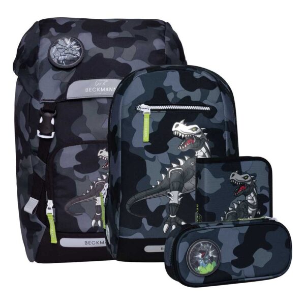 Beckmann Classic Maxi Schulrucksack-Set 6tlg Camo Rex Black