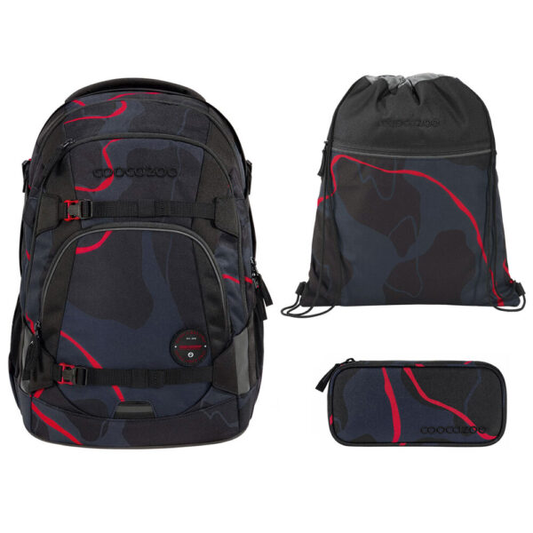 coocazoo MATE Schulrucksack-Set 3tlg mit TB Lava Lines