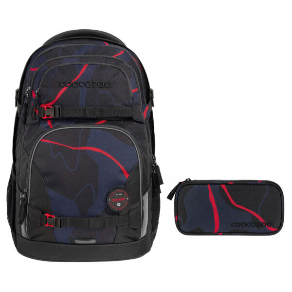 coocazoo PORTER Schulrucksack-Set 2tlg Lava Lines