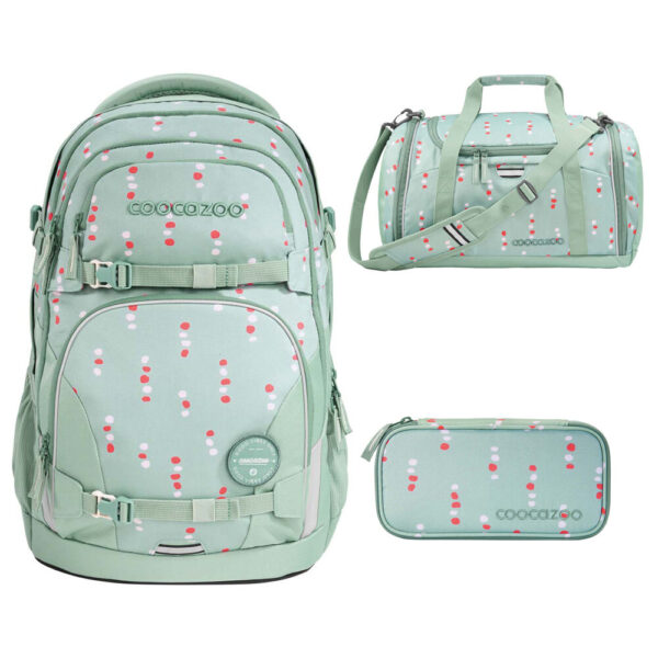 coocazoo PORTER Schulrucksack-Set 3tlg Dancing Dots