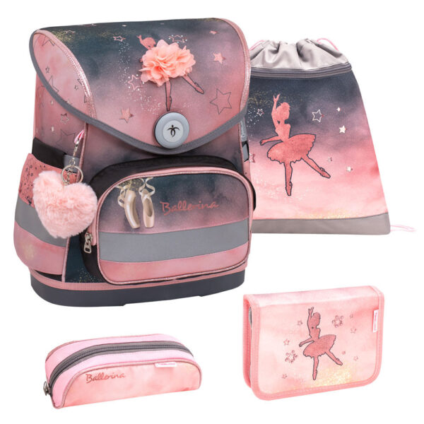 Belmil Compact Schulranzen-Set 4tlg Ballerina Black-Pink