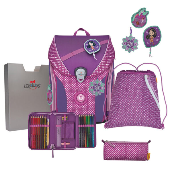 DerDieDas ErgoFlex Max Schulranzen-Set 5tlg Purple Dots