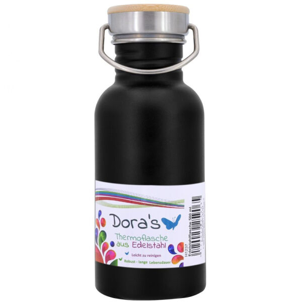 Doras Retro Edelstahlflasche 500 ml Schwarz