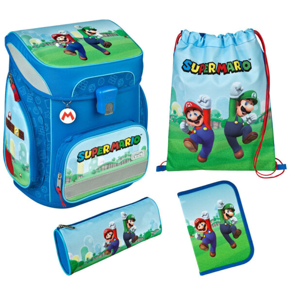 Scooli EasyFit Schulranzen-Set 5tlg Super Mario